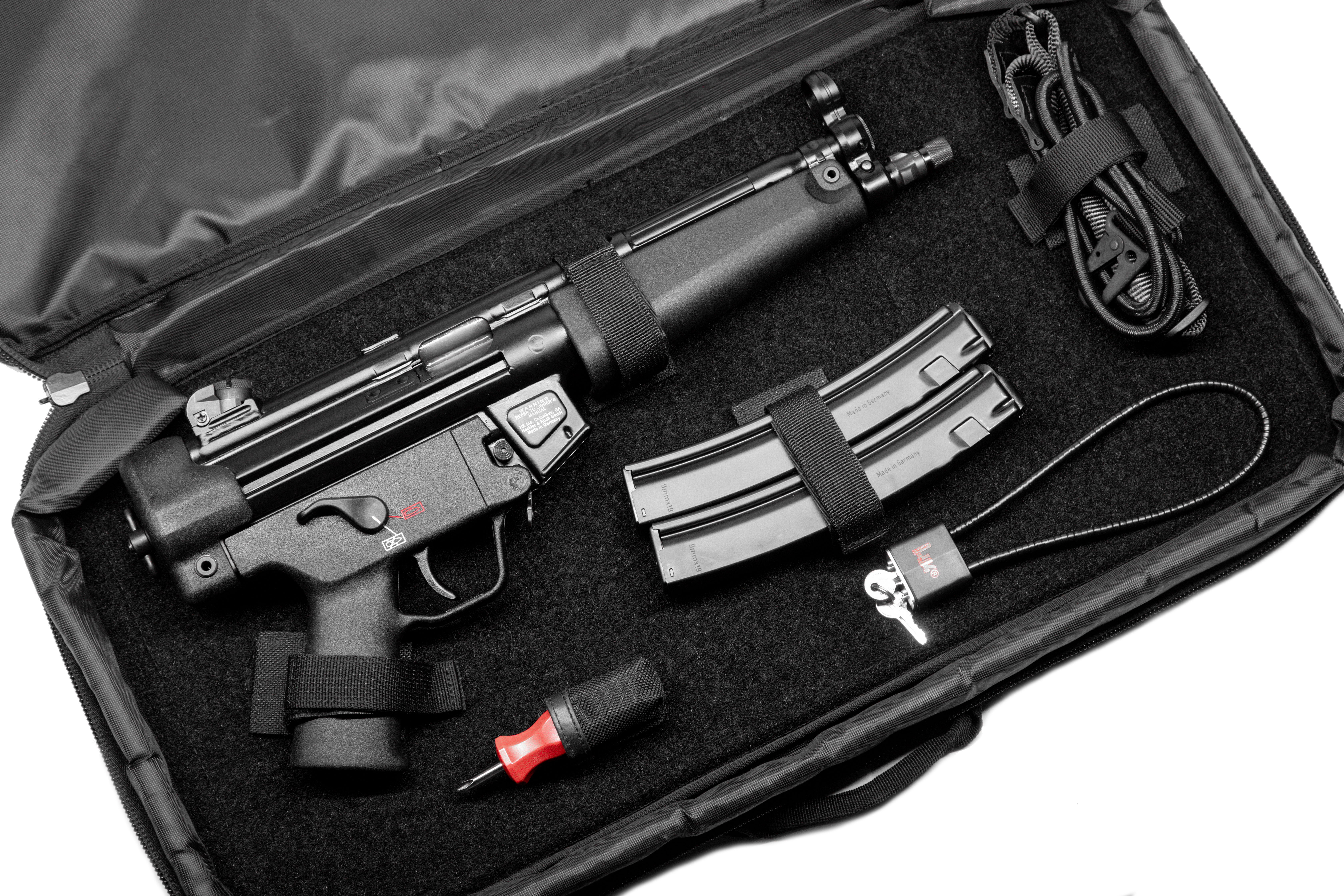 The SP5 comes in a soft case with a custom fit for the pistol, sight tool, extra magazine and sling. 